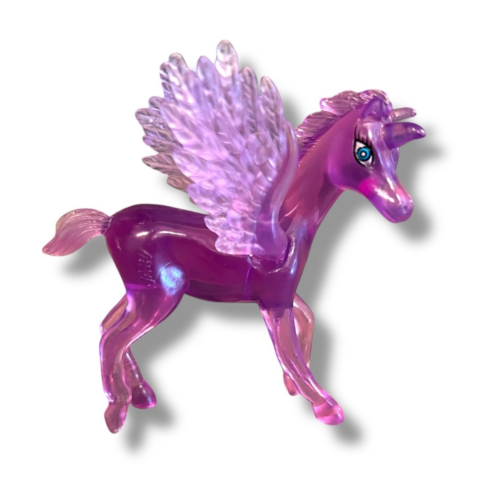 RARE! Flying Horse Pegasus Jaru Toy Pony Purple Translucent  3"